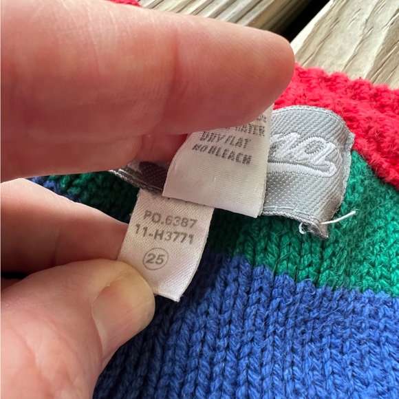 Vintage 80s shaker knit sweater merona preppy black blue red yellow green M - Picture 6 of 7